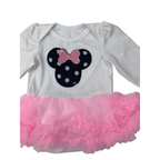 3M White & Pink Tulle Minnie Mouse Romper