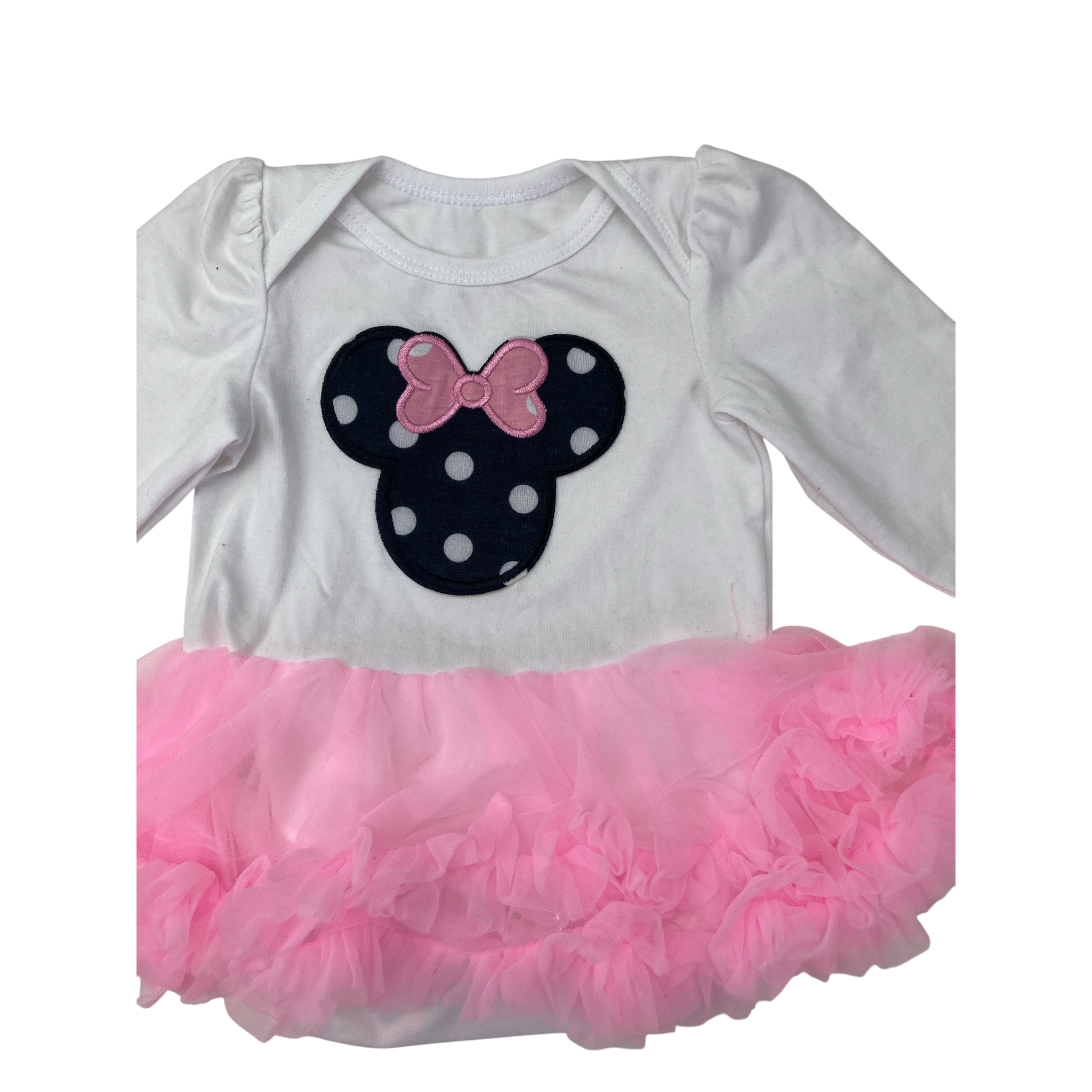 3M White & Pink Tulle Minnie Mouse Romper