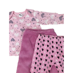 3-6M Pink Heart Top, Leggings & Fleece Pants - Jet, Jolly Tots