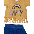 3-6M Yellow Fringe Top & Denim Shorts - Cuddlesome, Ackermans