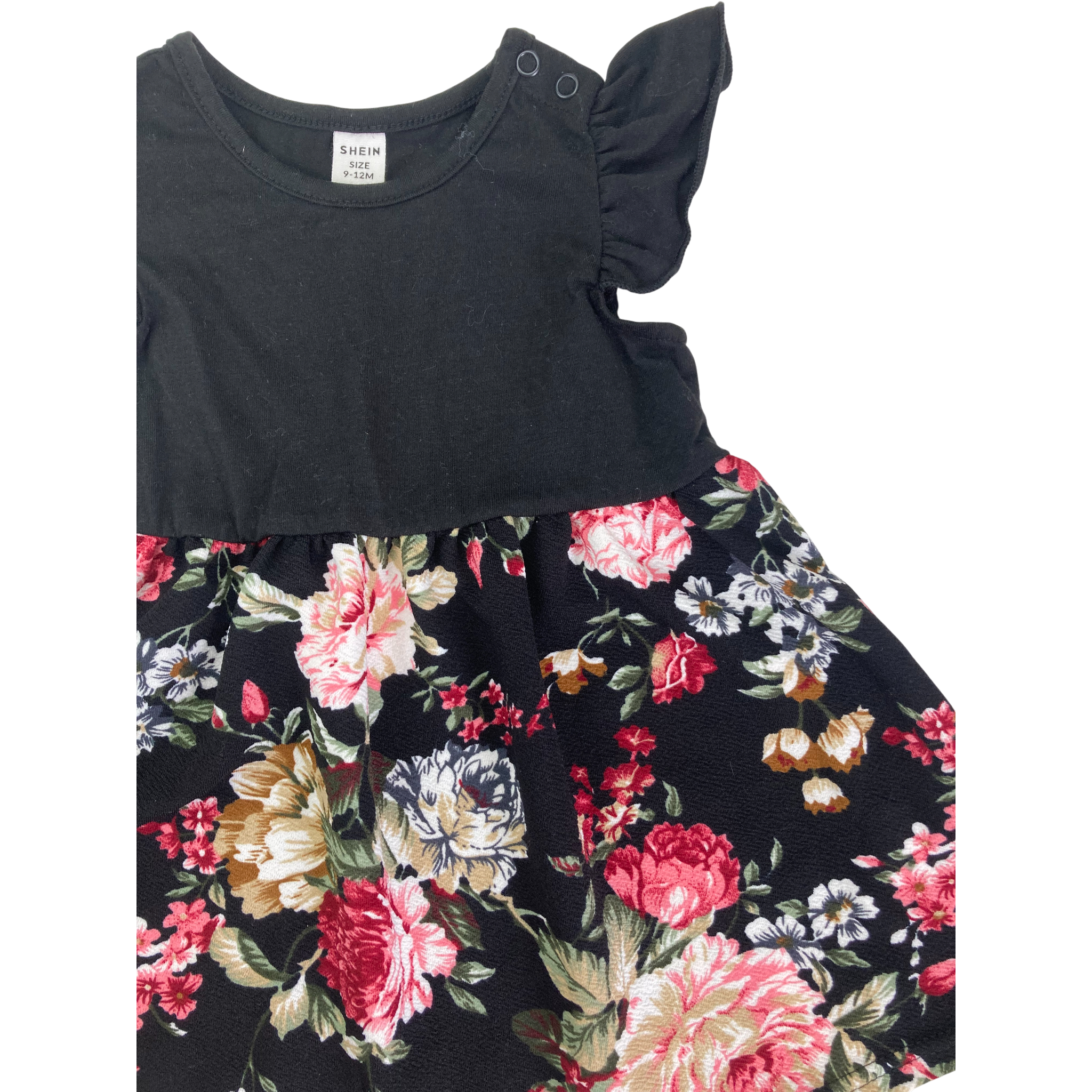 9-12M Black Half Floral Dress - Shein