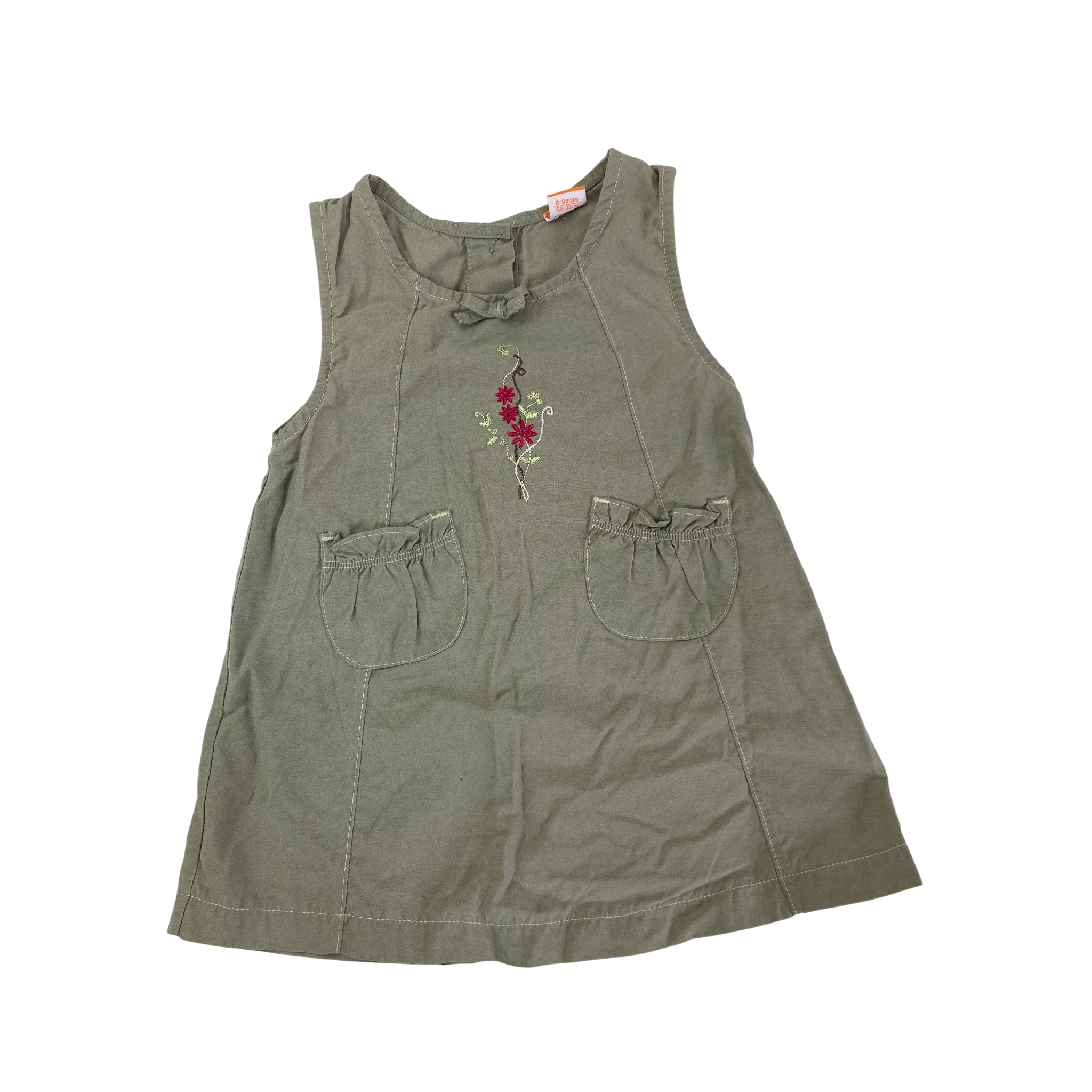 6-9M Khaki Green Sleeveless Dress - Mini Mode