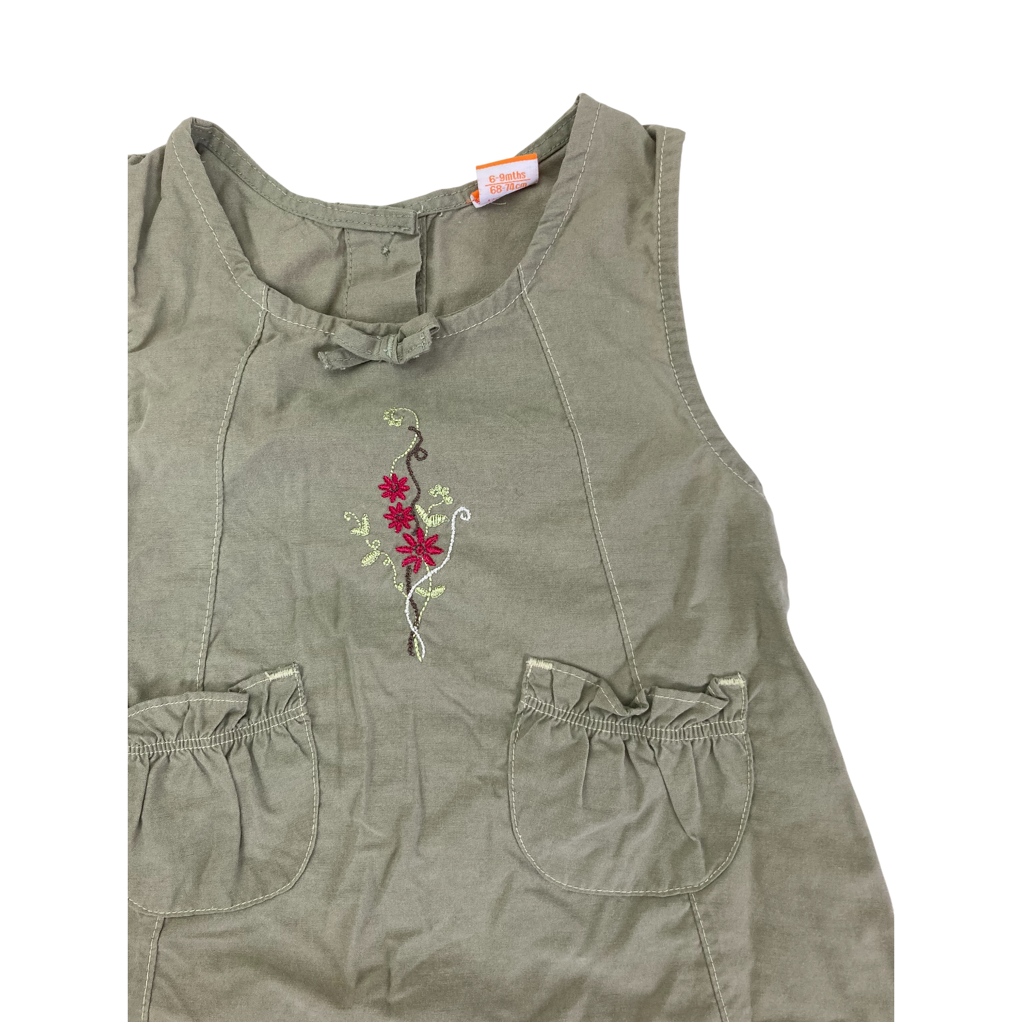 6-9M Khaki Green Sleeveless Dress - Mini Mode