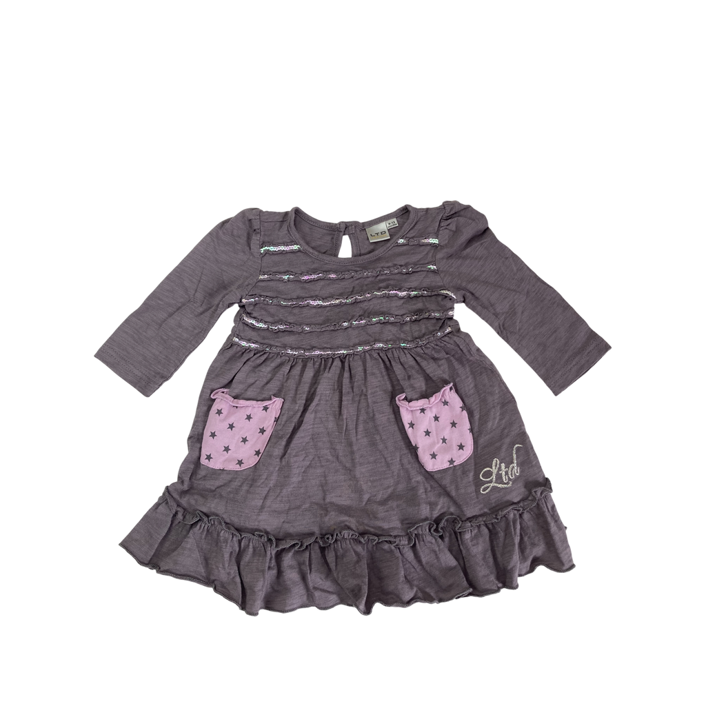 6-12M Mauve & Pink Sequinned Detail Dress  - LTD