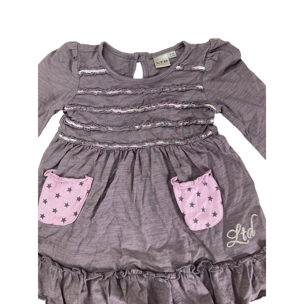 6-12M Mauve & Pink Sequinned Detail Dress  - LTD
