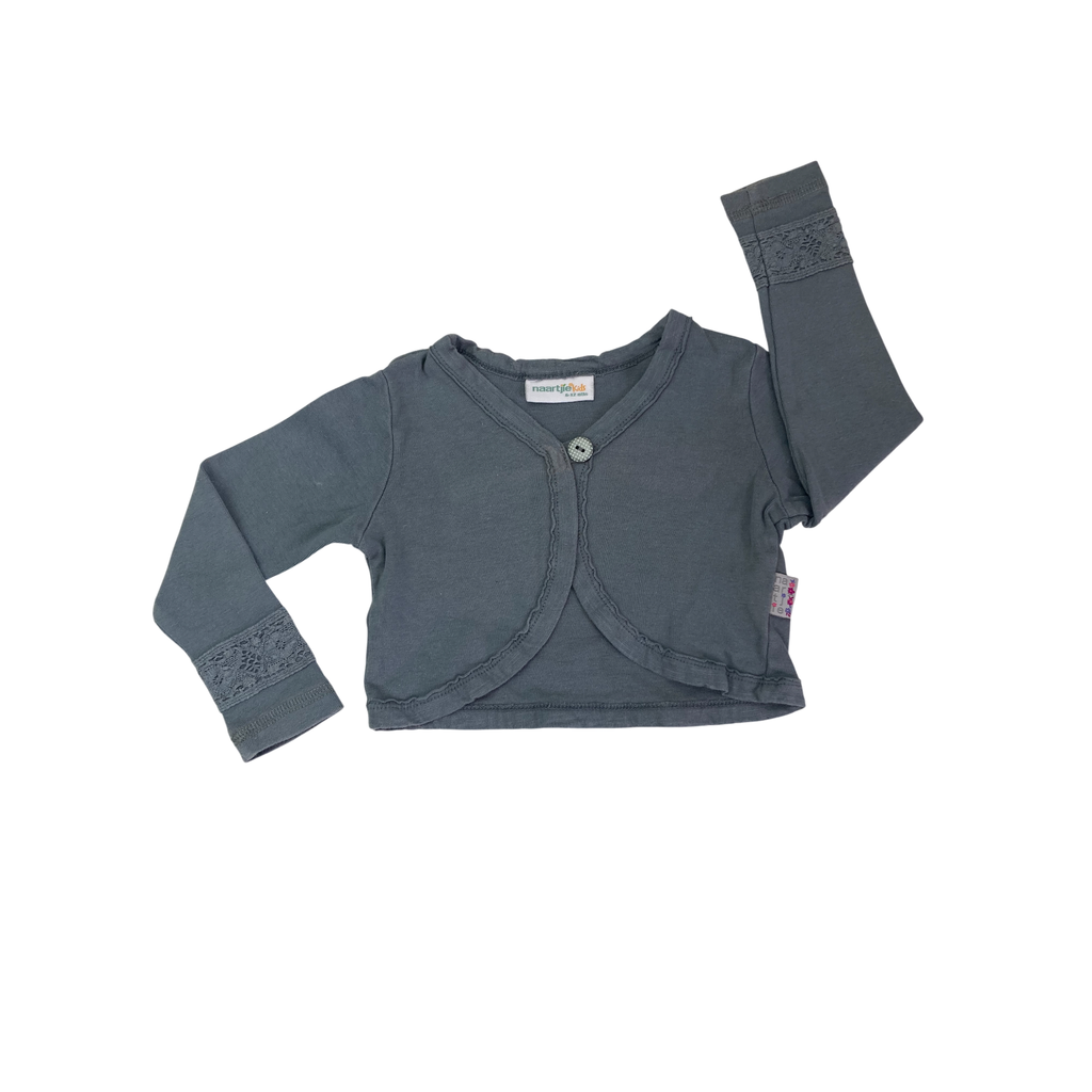 6-12M Grey Cotton Lace Detail Bolero - Naartjie