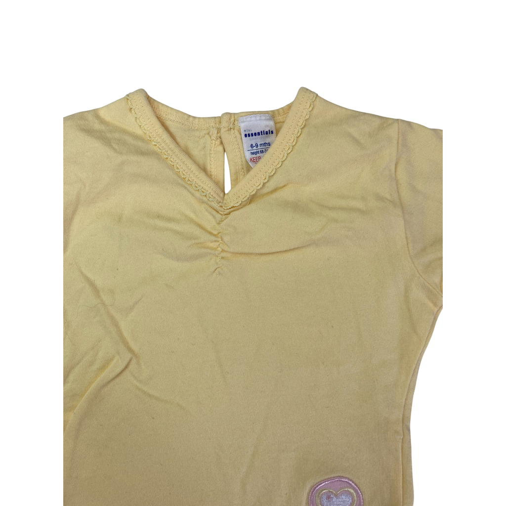 6-9M Light Yellow V Neck T Shirt - Mini Essentials