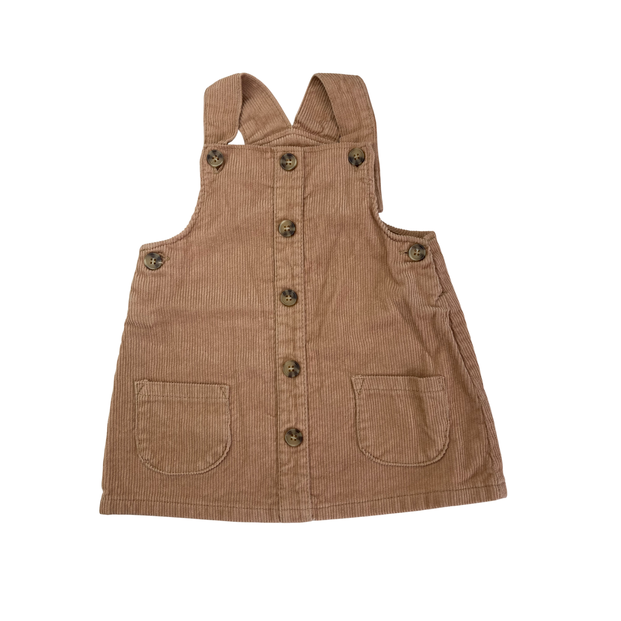 12-18M Beige Button Detail Dungaree Dress - Ackermans