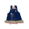 12M Blue Denim Frill Giraffe Dungaree Dress - Hooligans