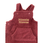 3-6M Maroon Teddy Fleece Minnie Mouse Dungaree Dress - Disney