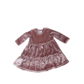 3-6M Dusty Pink Velour Tiered Dress - Chatterbox