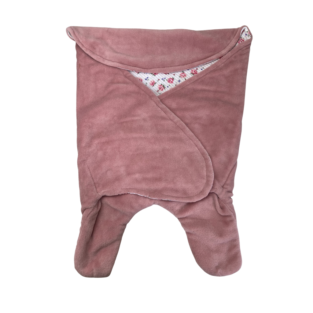 0-3M Pink Fleece & Floral Reversible Leg Swaddle - Baa Baa Black Sheep