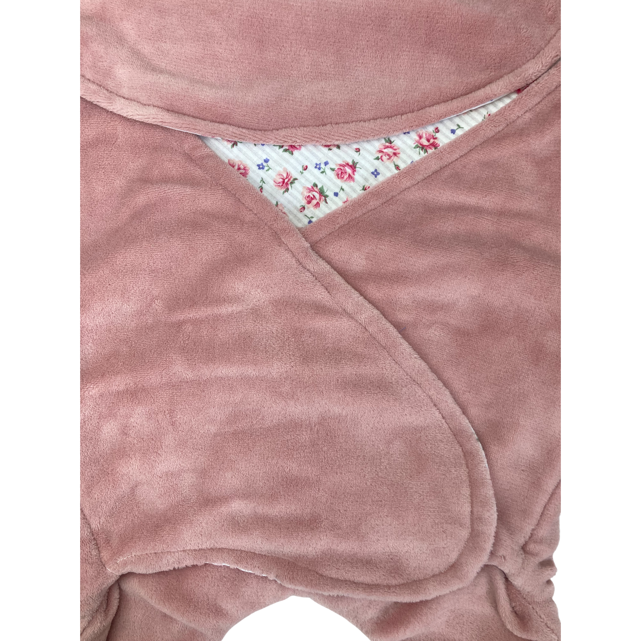 0-3M Pink Fleece & Floral Reversible Leg Swaddle - Baa Baa Black Sheep