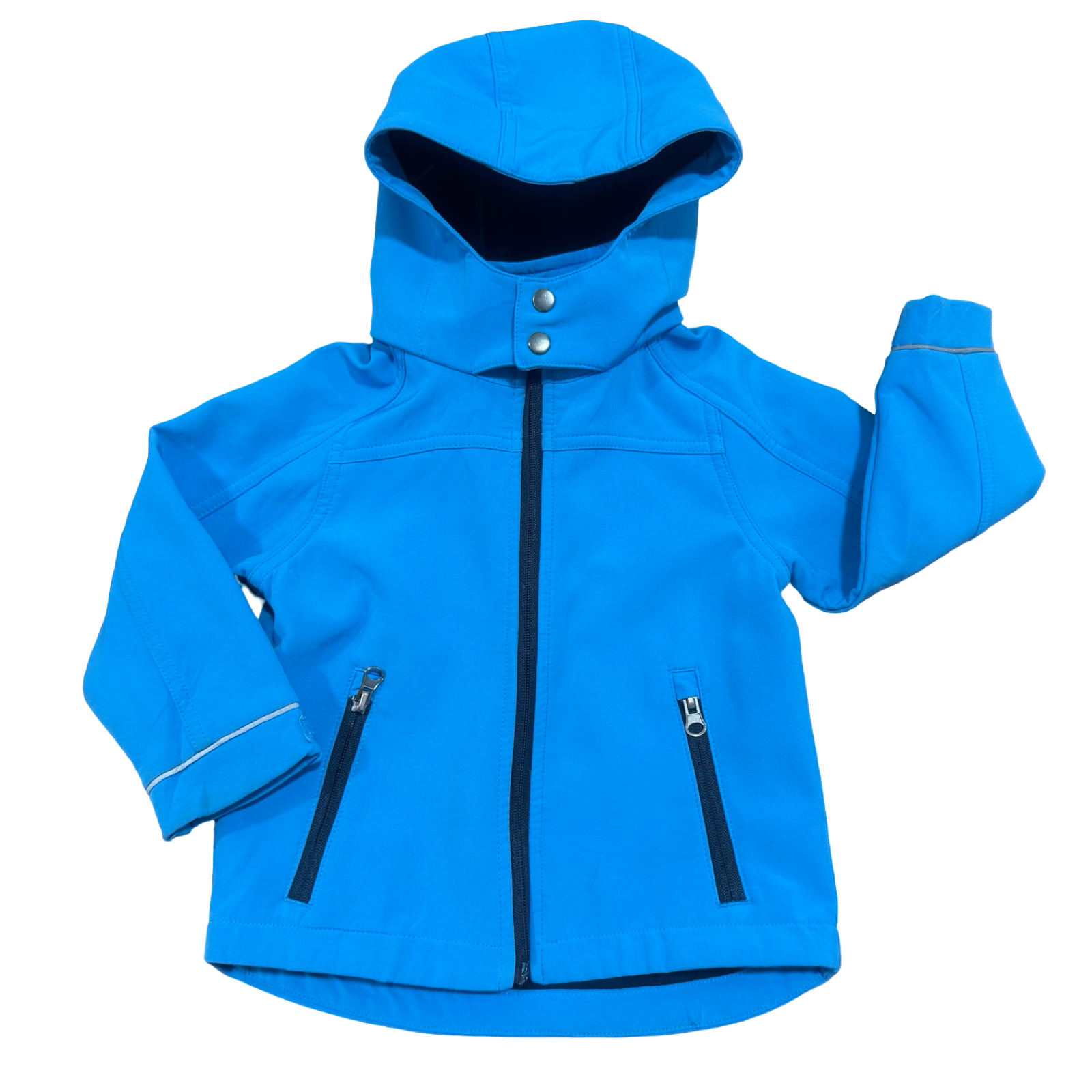 1-2Y Blue soft shell zipper hooded zipper jacket - Topomini