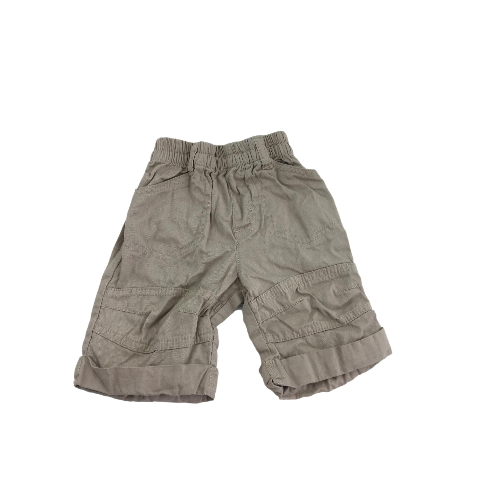 3-6M Beige Cotton Cargo Shorts - Ackermans