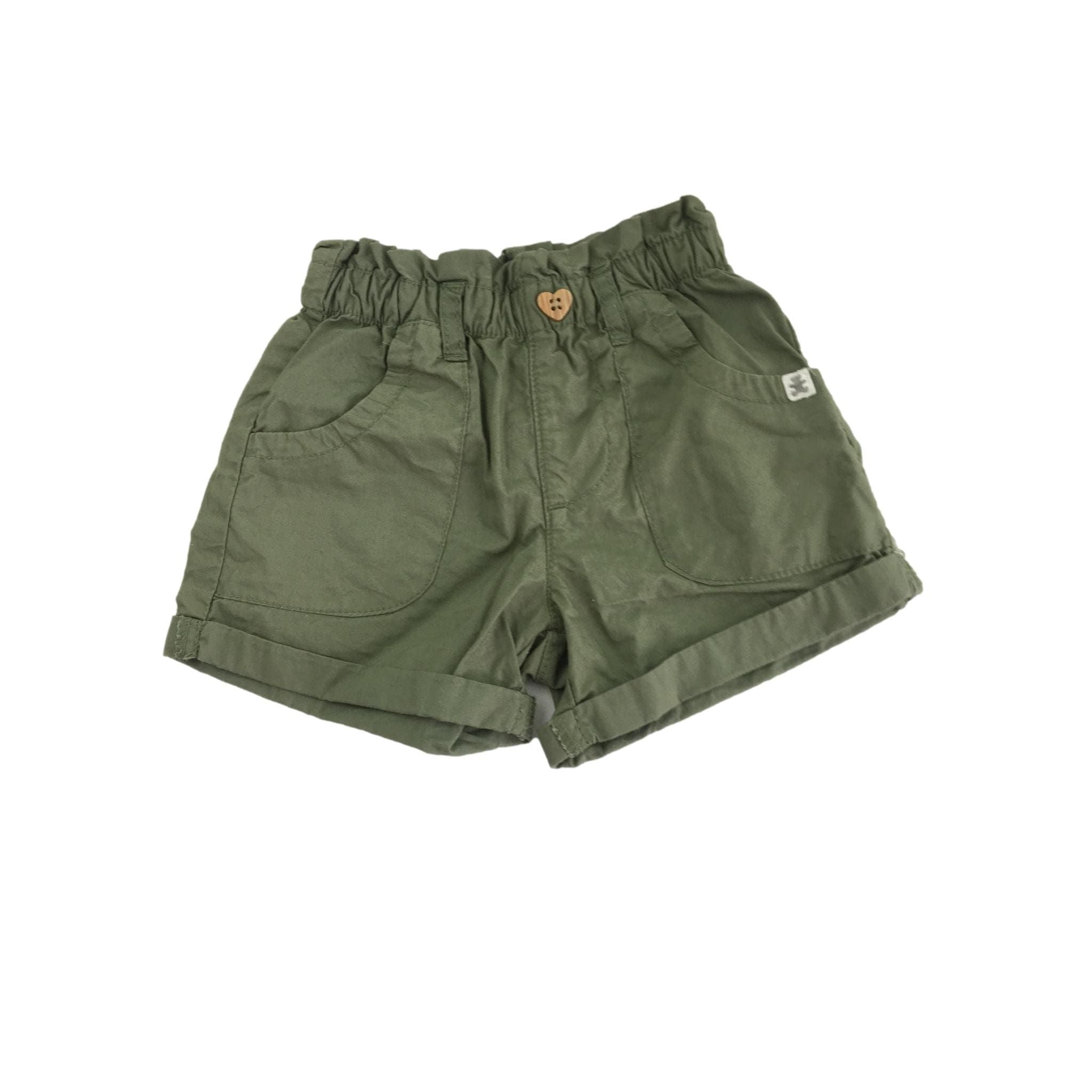 1-3M Khaki Green Cotton Paperbag Waist Shorts - Woolworths