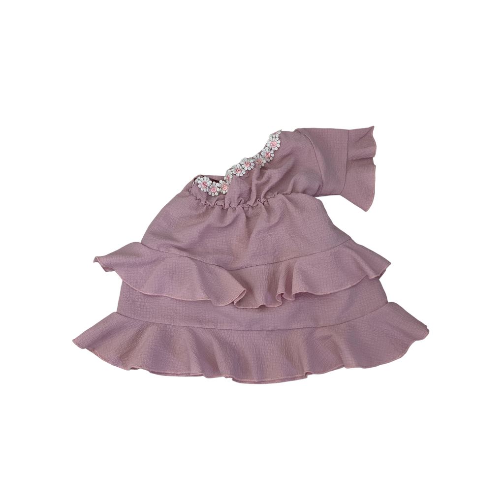 18-24M Light One Shoulder Daisy Detail Tiered Dress - Shein