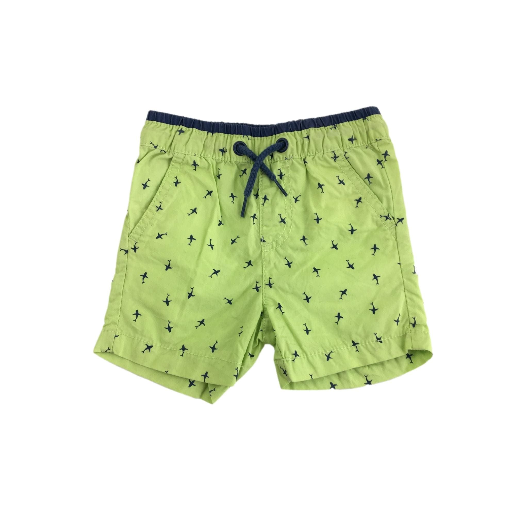 3-6M Lime Green & Navy Shark Swim Short - Woolworths