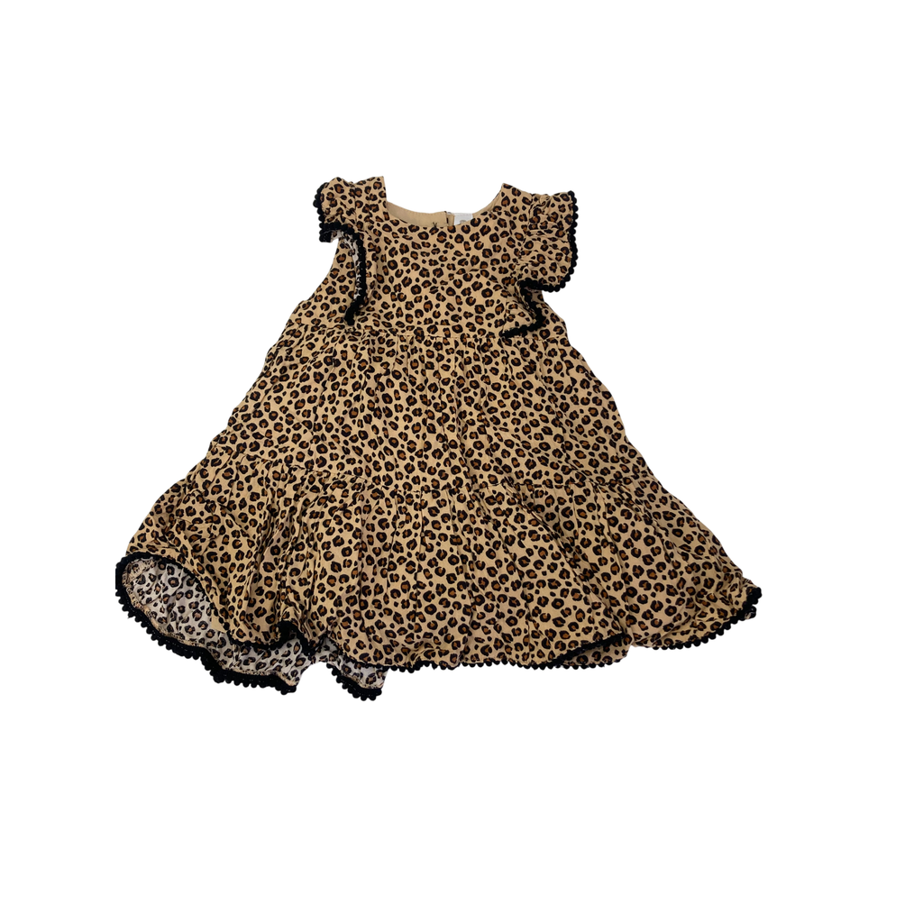 12M Beige & Brown Viscose Leopard Print Dress - Dymples