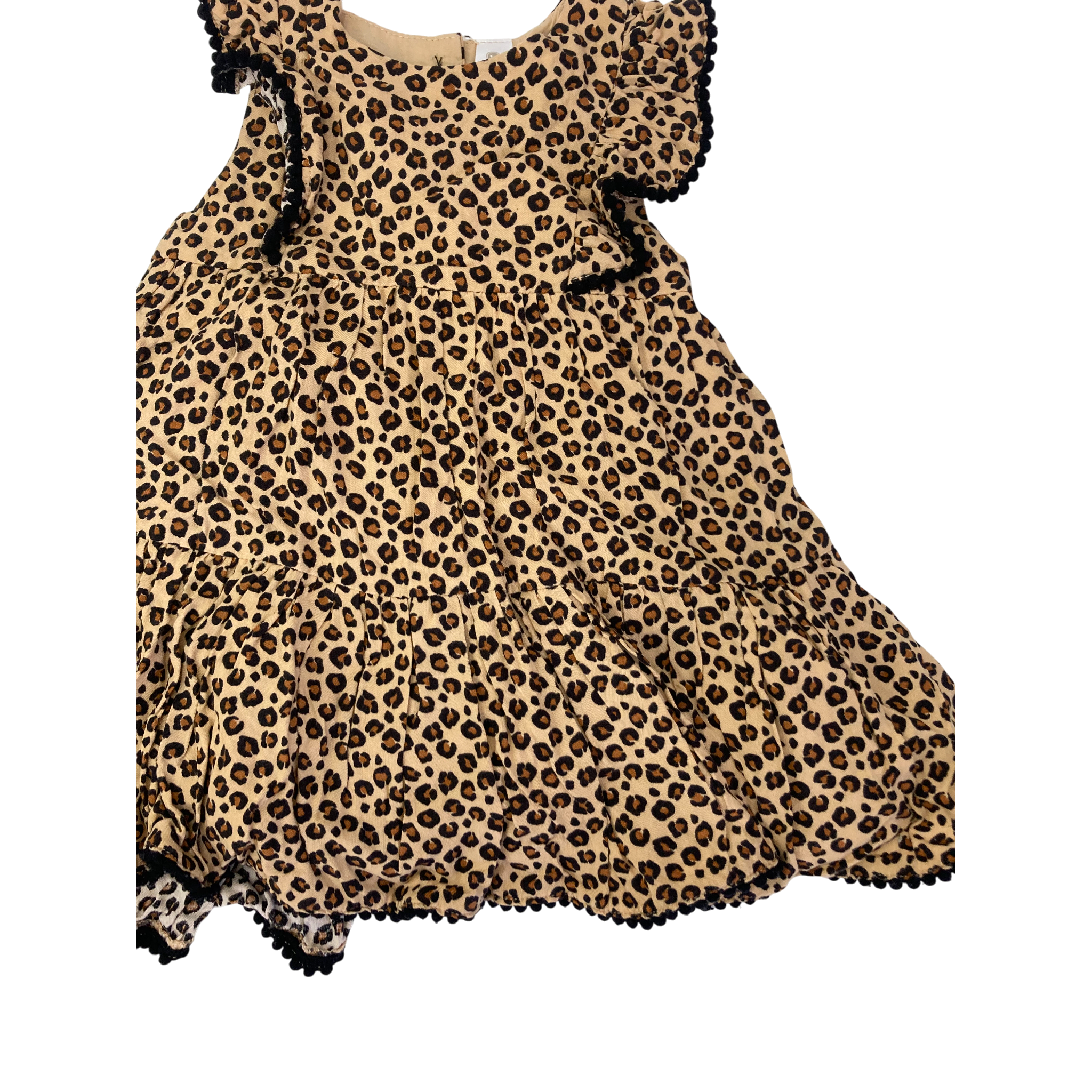 12M Beige & Brown Viscose Leopard Print Dress - Dymples