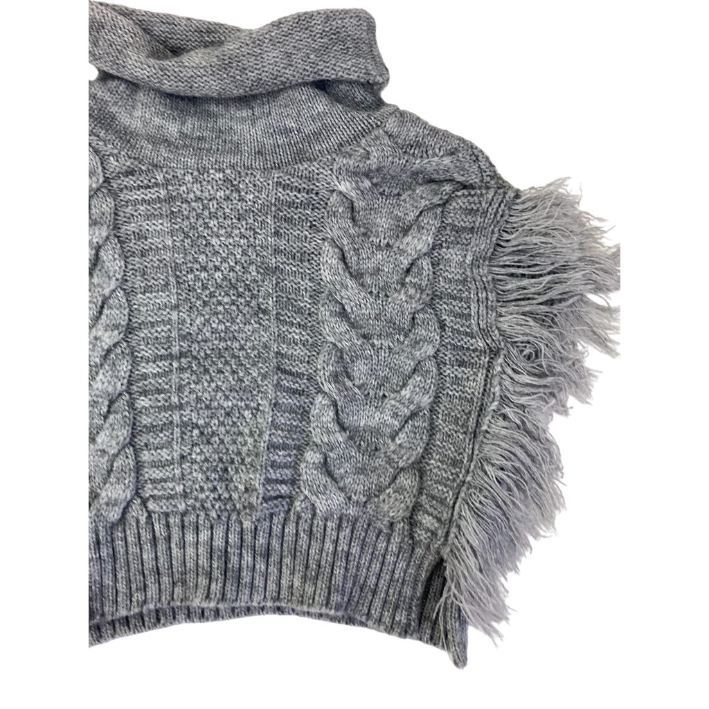 1-2Y Grey Knitted Poloneck Poncho - Real