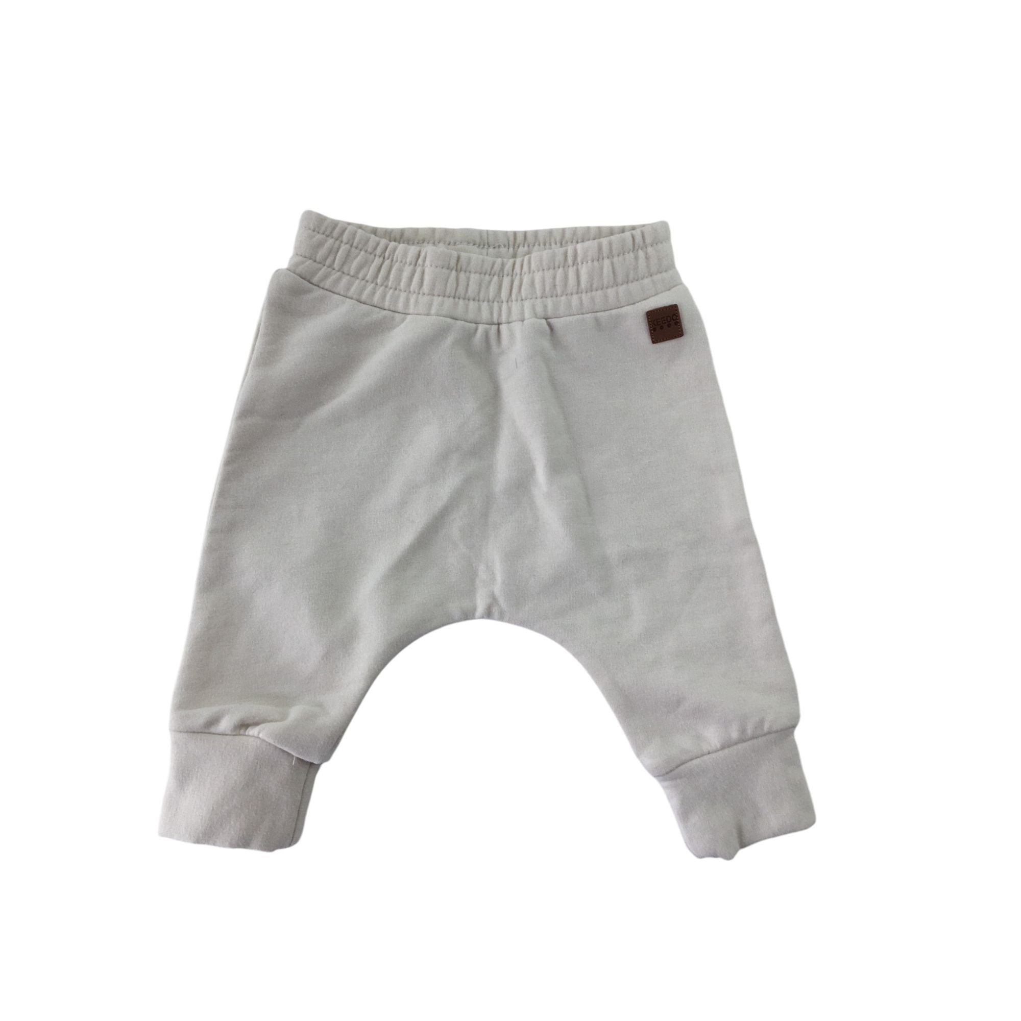 Newborn Cream Cotton Fleece Track Pants - Keedo
