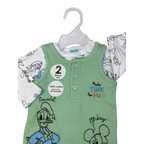 Newborn Mint Green Waffle Knit Mickey & Donald Overall & Bodysuit - Disney