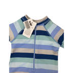 3-6M Blue & Cream Stripe Long Sleeve Cameron Swimsuit - Cotton On