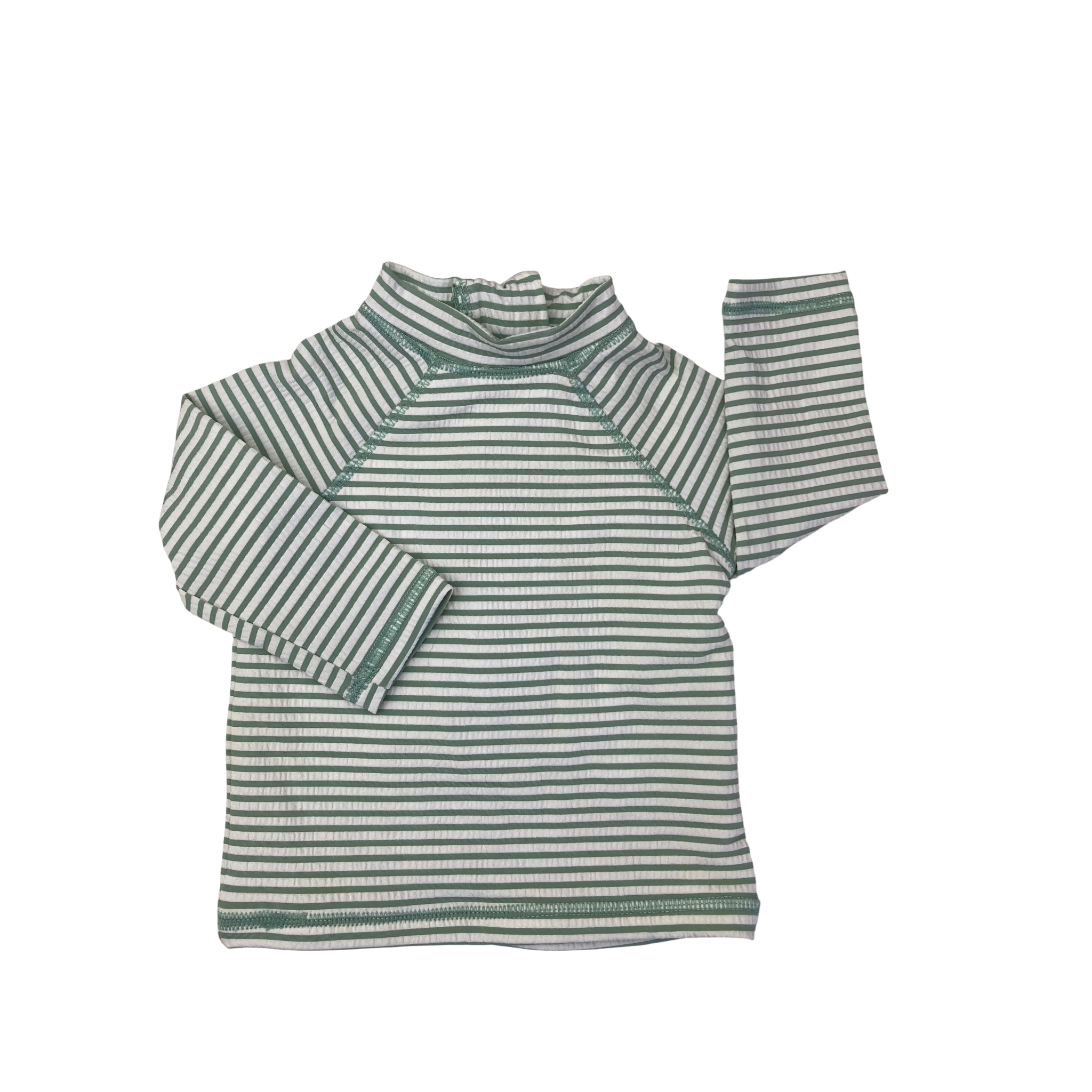 3-6M Mint Green & Cream Stripe Rash Vest - Cotton On