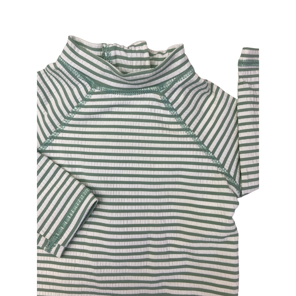 3-6M Mint Green & Cream Stripe Rash Vest - Cotton On