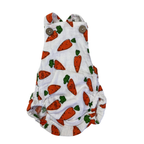 0-3M White & Orange Carrot Print Muslin Romper