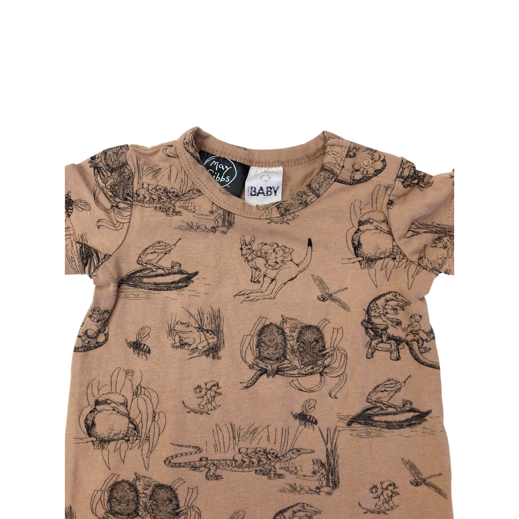 0-3M Tan & Black May Gibbs Romper - Cotton On