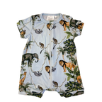 0-3M Light Blue Jungle Zip Romper - Home Grown