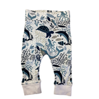 3-6M White & Blue Sea Life Leggings - Baba Fishees