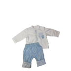 3M White Mandarin Shirt & Blue Corduroy Pants - Tous Baby