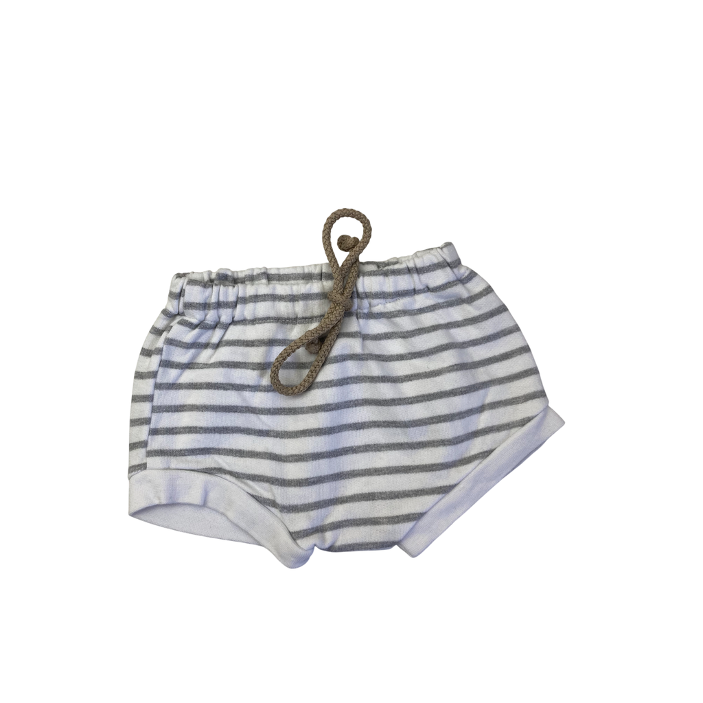 3-6M White & Grey Stripe Shorts