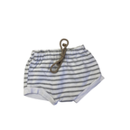 3-6M White & Grey Stripe Shorts