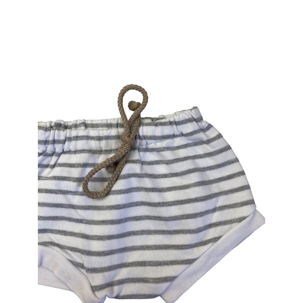 3-6M White & Grey Stripe Shorts