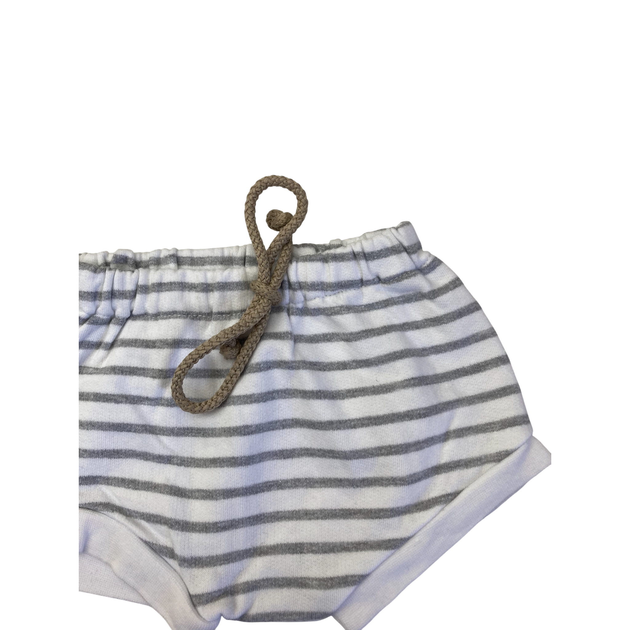 3-6M White & Grey Stripe Shorts