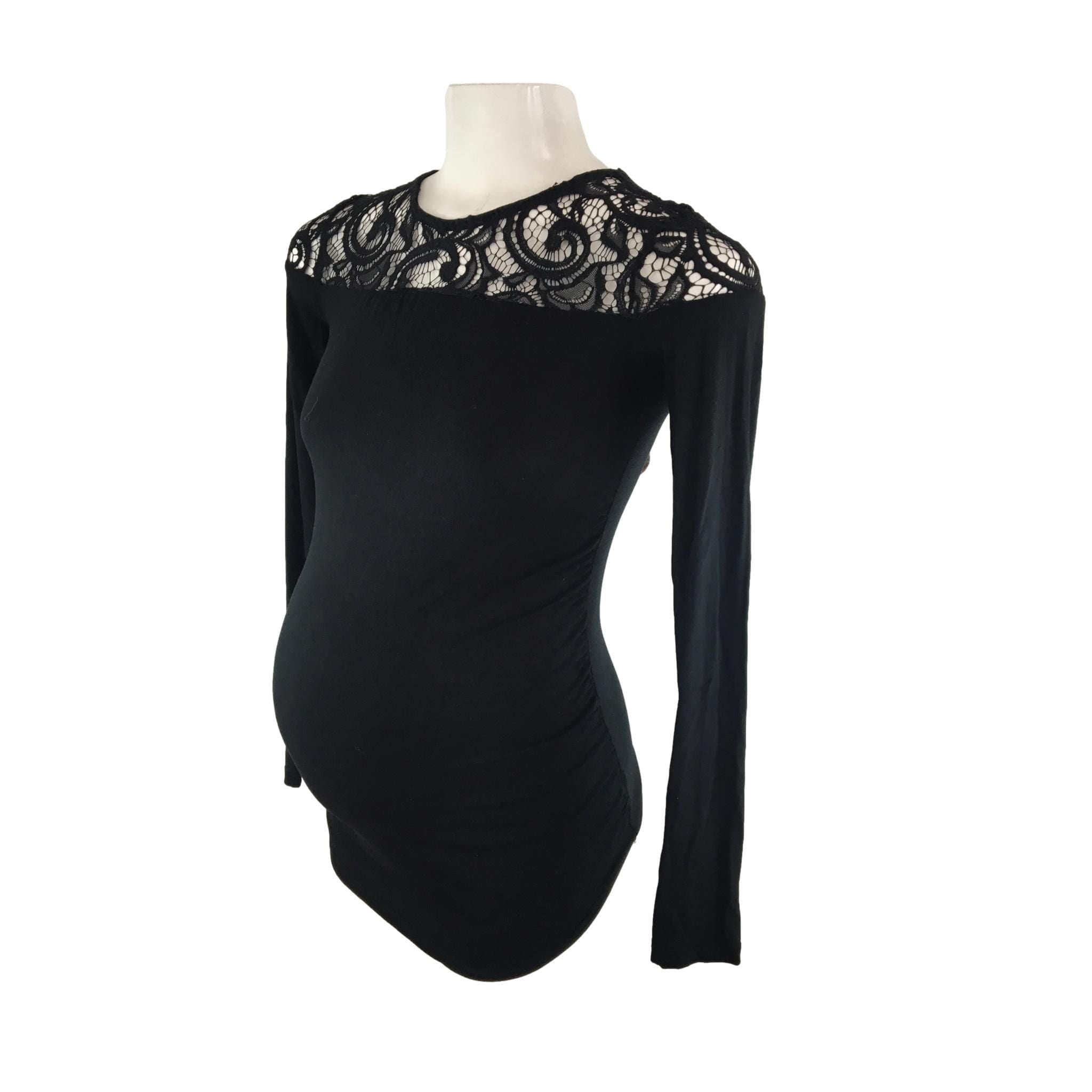 Size 32 - Black Lace Detail Maternity Top - Edit