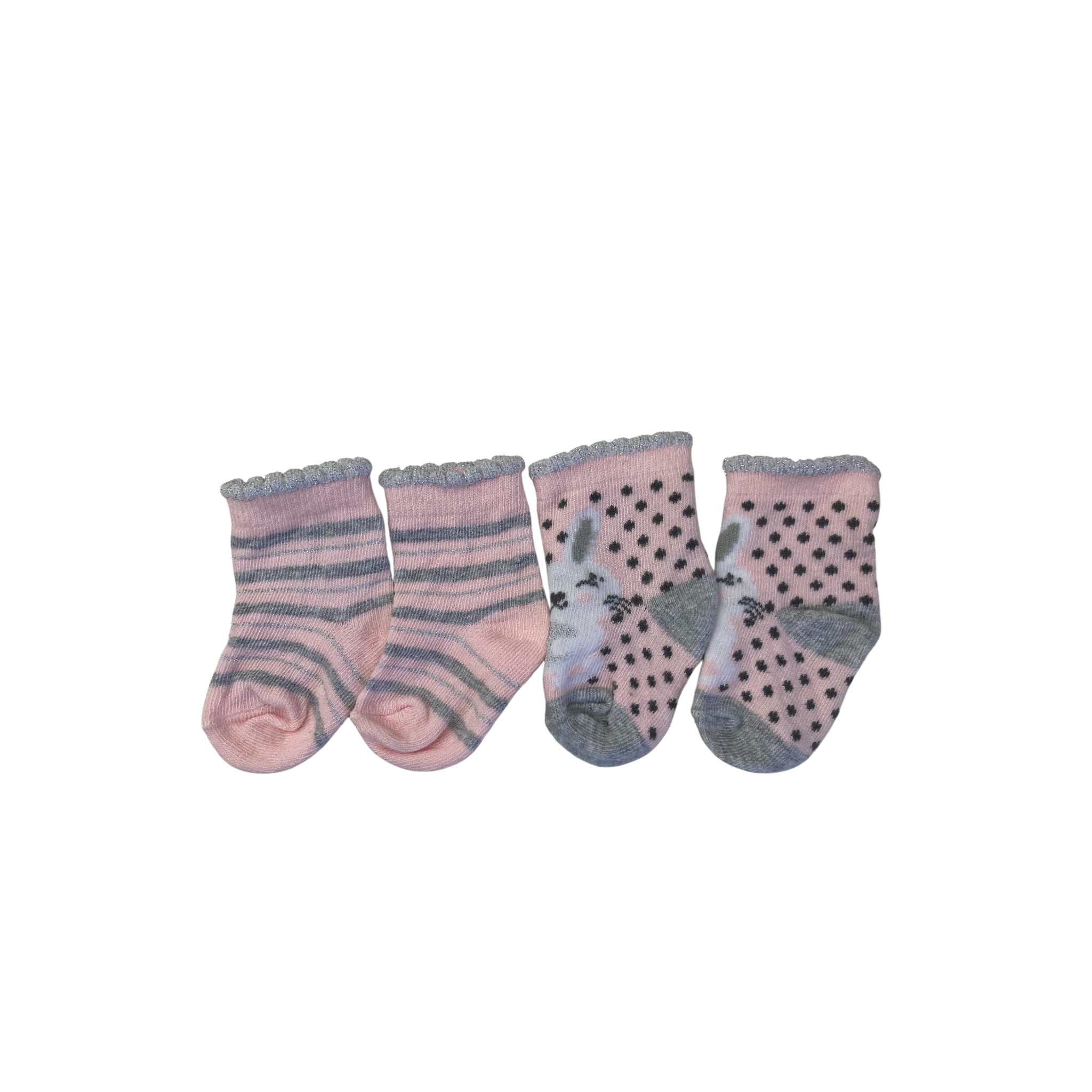 0-3M Pink & Grey Glitter Socks