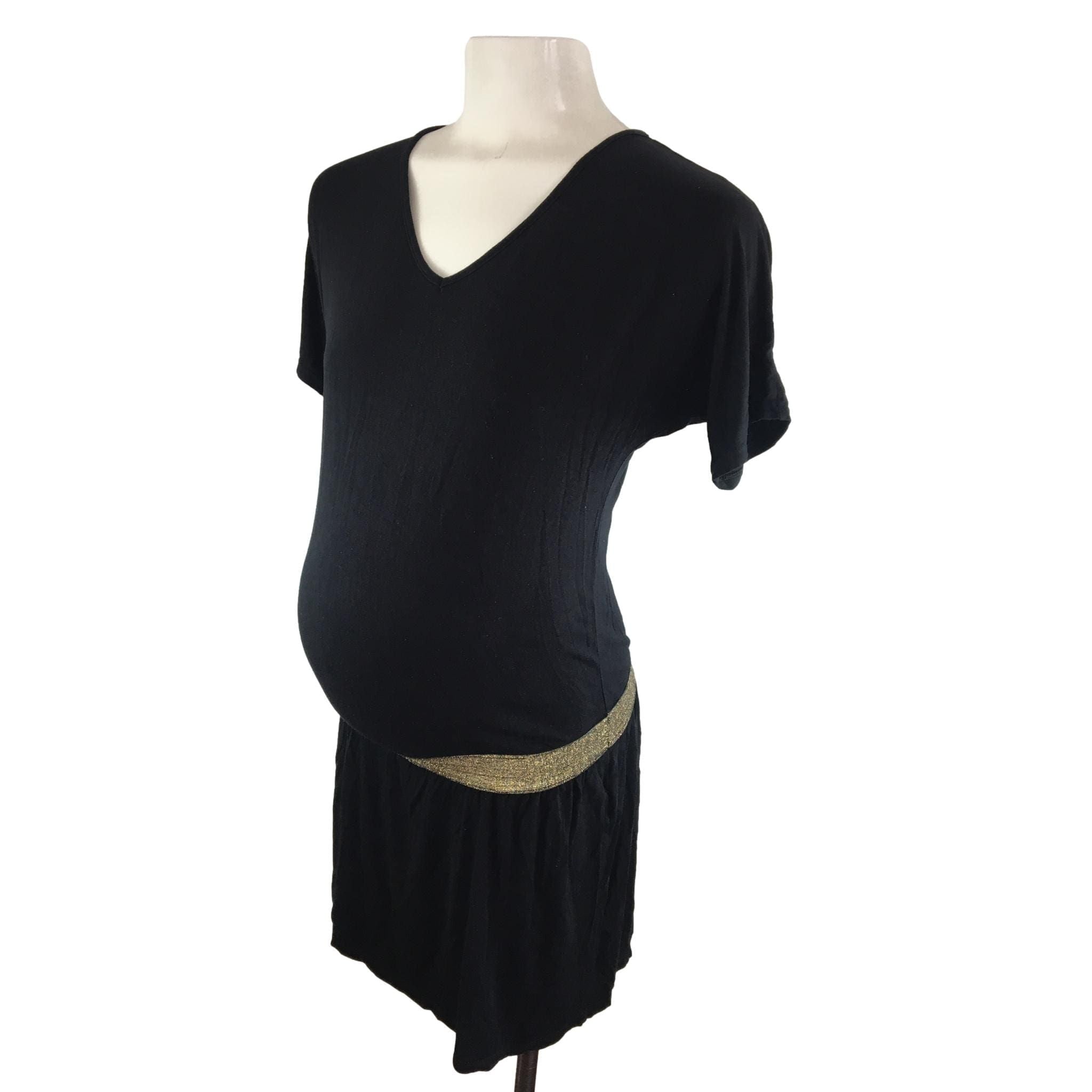 UK 10-12 - Black & Gold Low Waist Maternity Tunic - Envie de Fraise