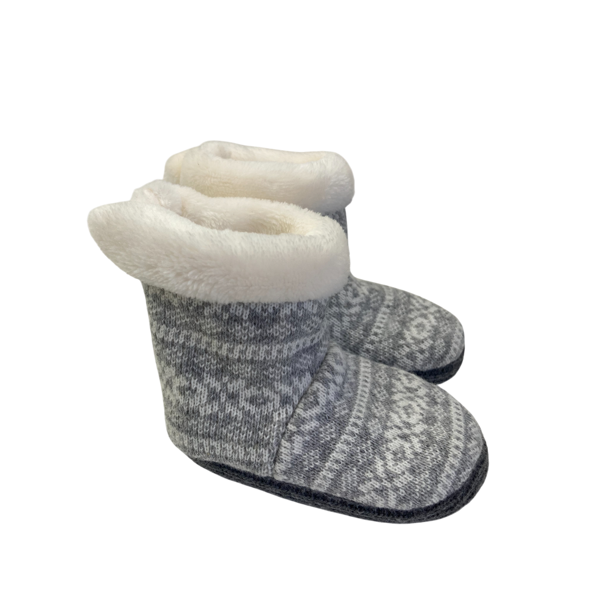 0-3M Grey Knit Fleece Lined Booties