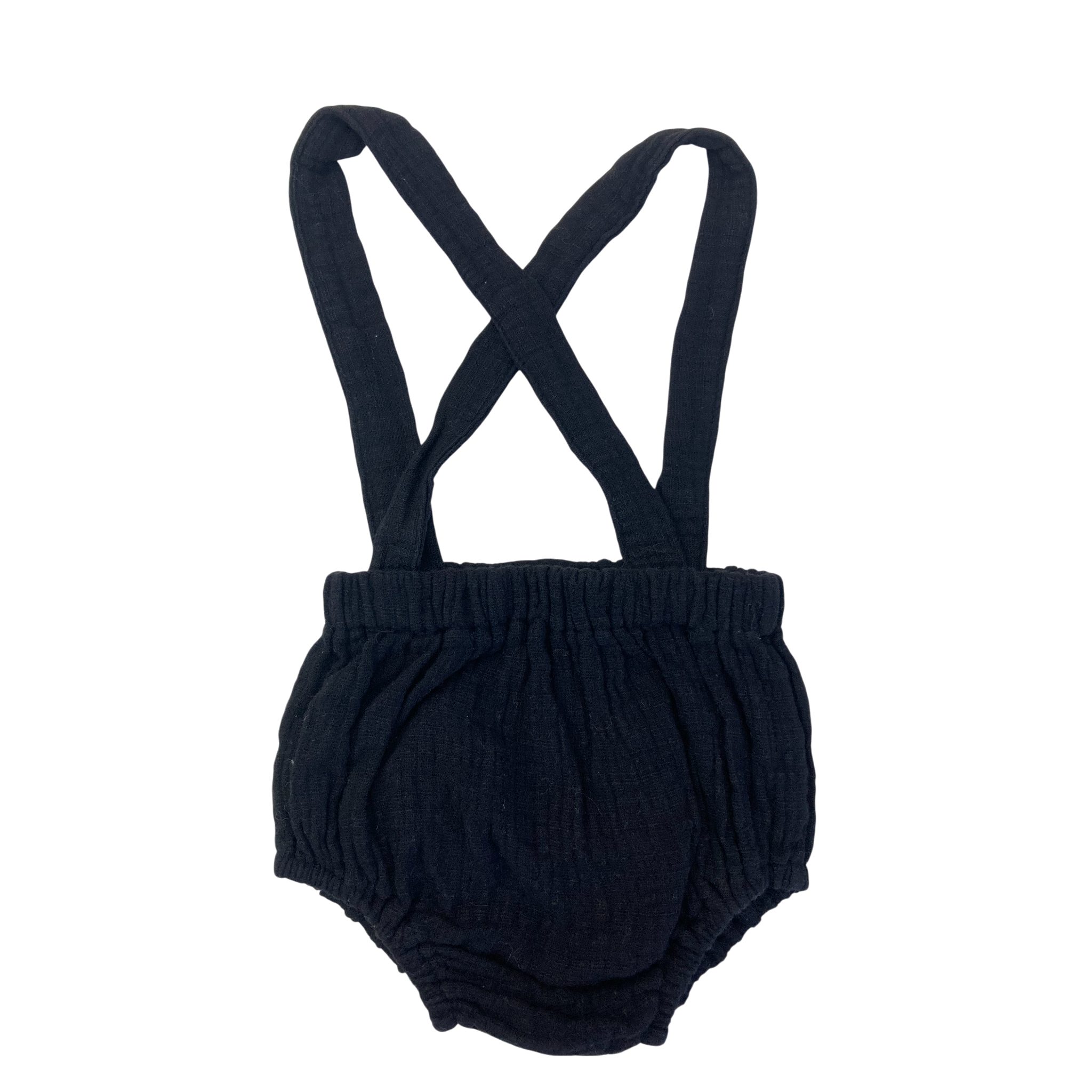 6-12M Black Cotton Gauze Suspender Bloomer - Baby Star