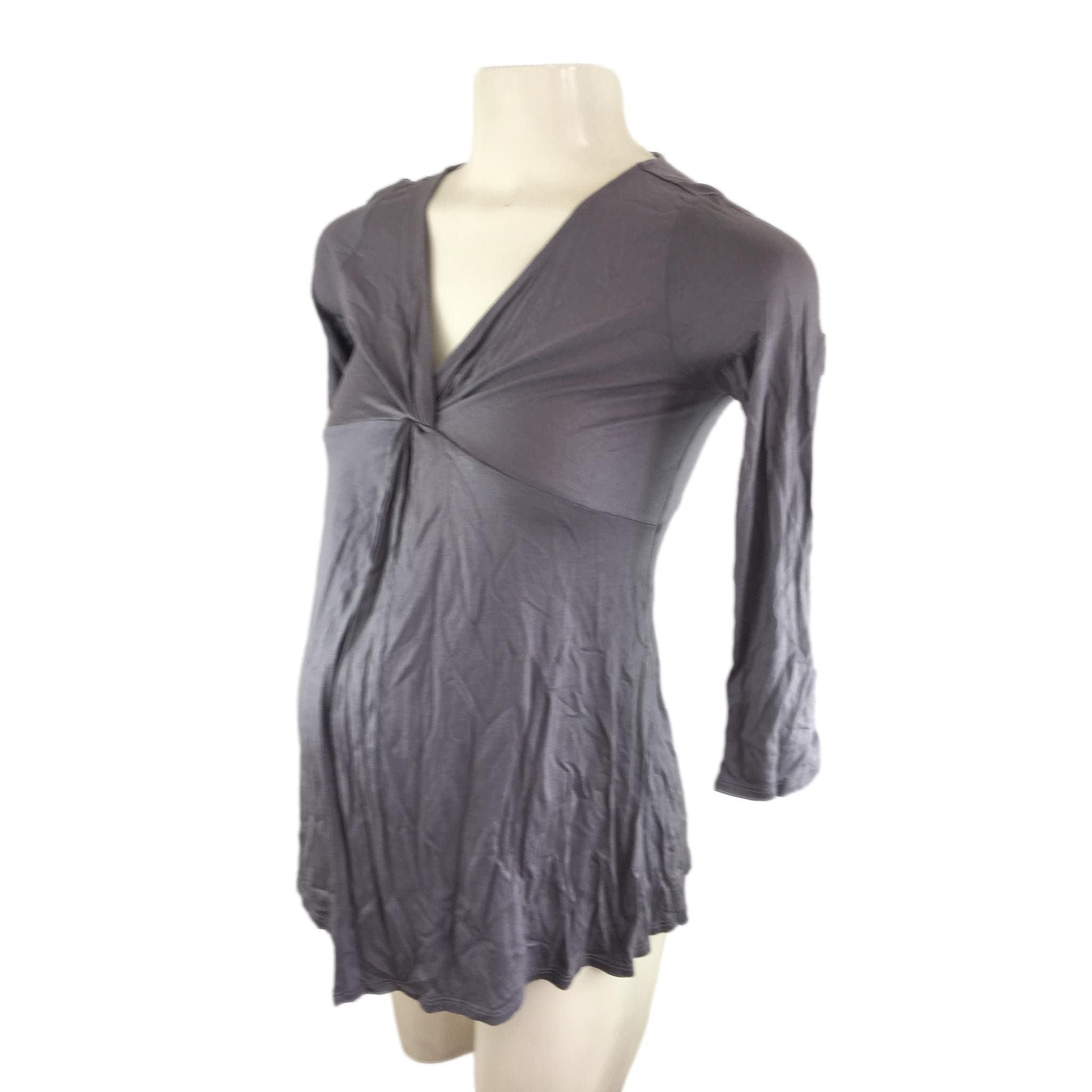 XS - Grey Lightweight Knotted Front Maternity Nursing Top - Gap