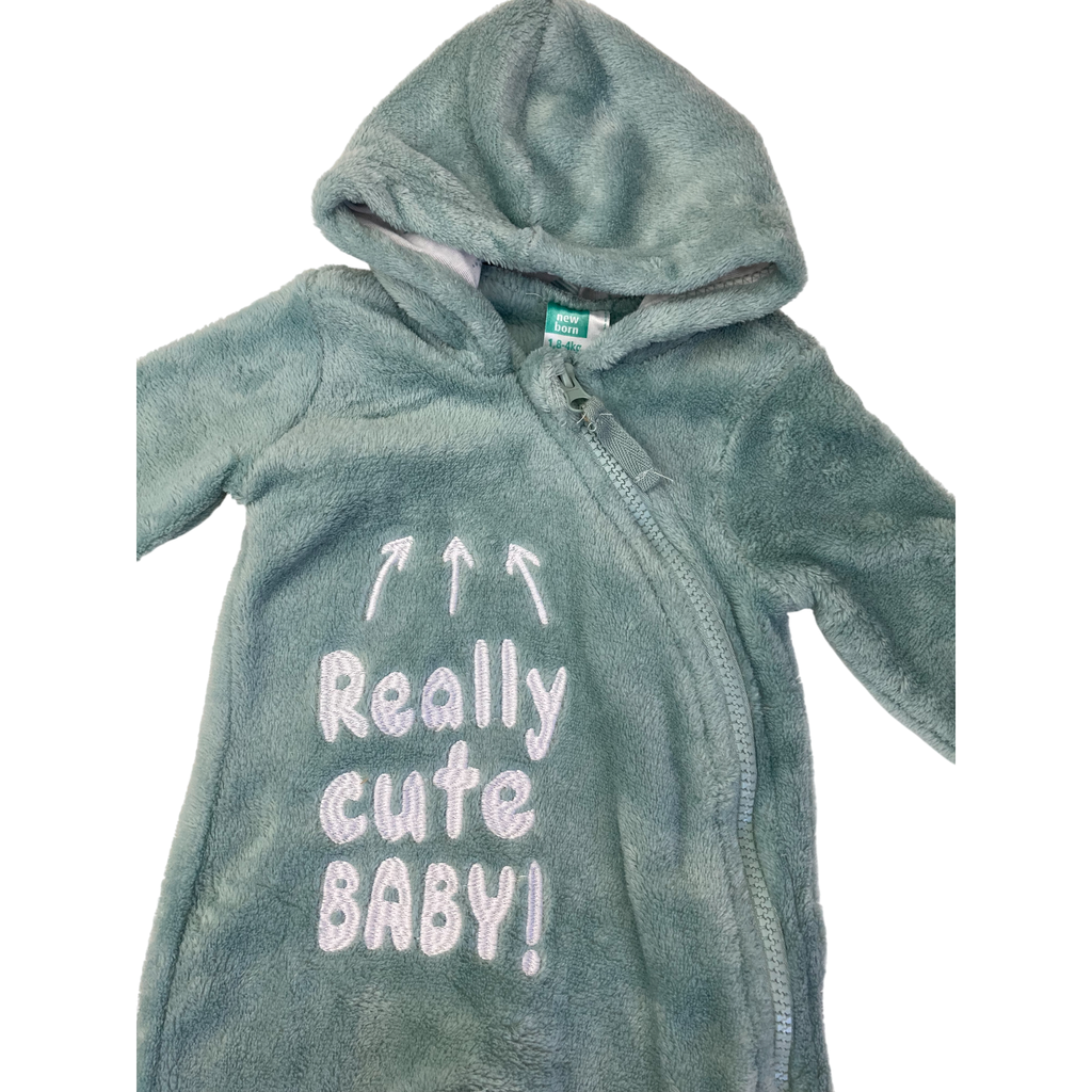 Newborn Mint Green Fleece Zip Onesie - Ackermans