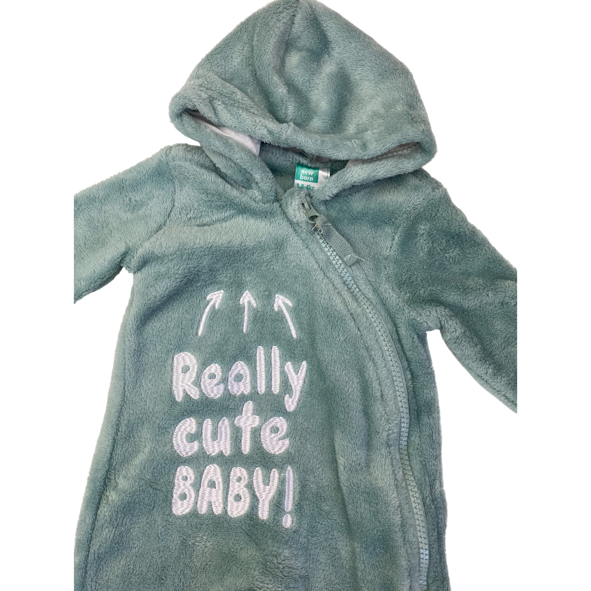 Newborn Mint Green Fleece Zip Onesie - Ackermans