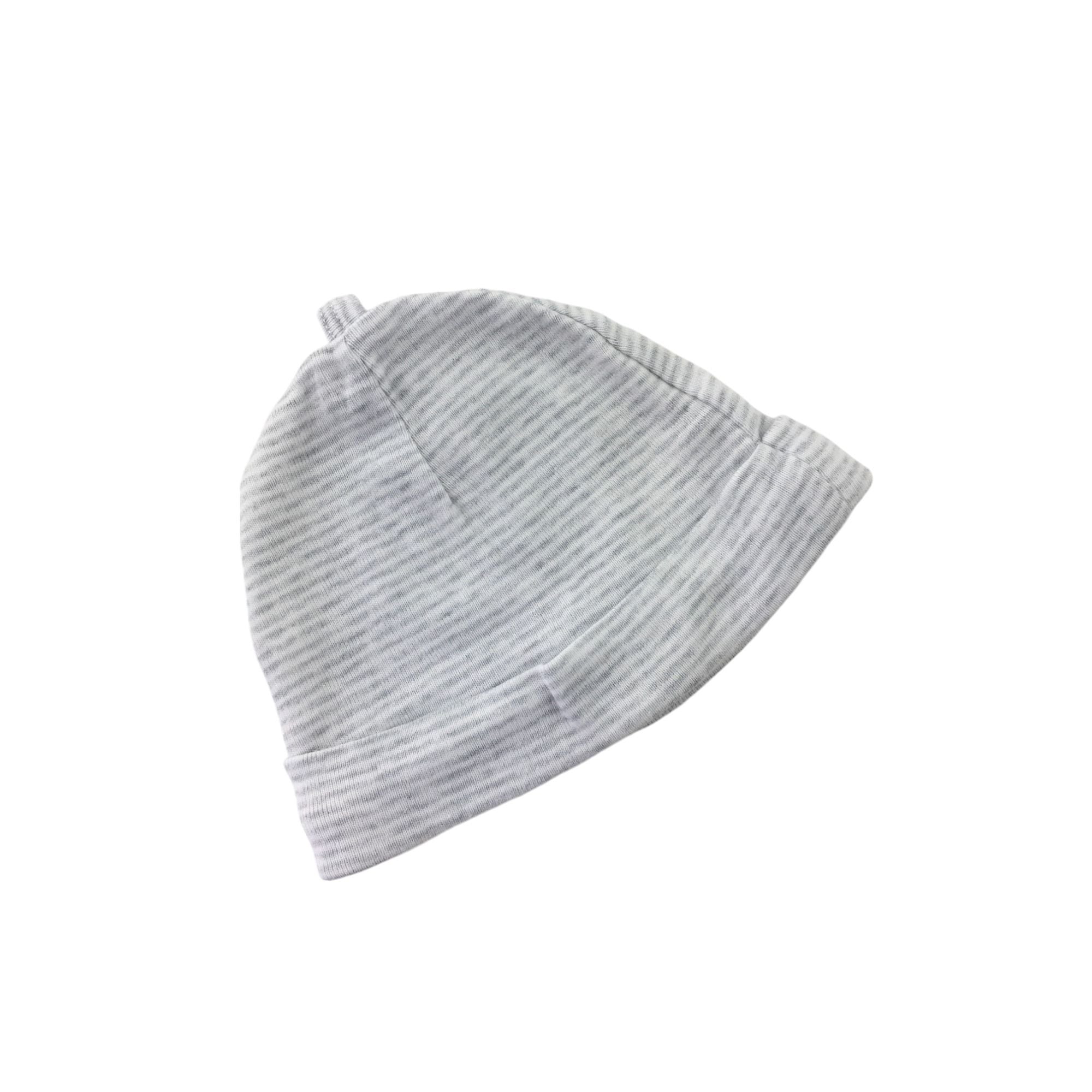 1-3M Grey & White Striped Cotton Beanie - Woolworths