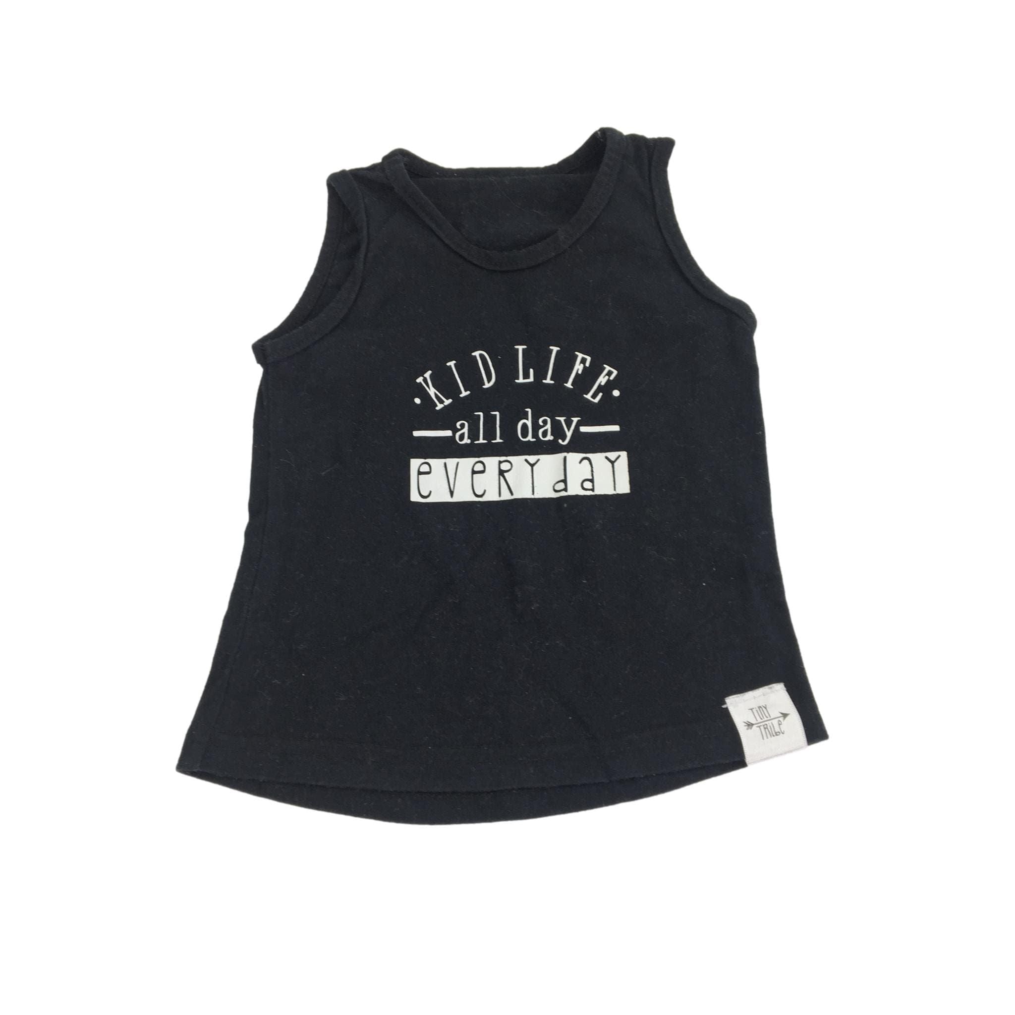 3-6M Black & White "Kid Life All Day" Sleeveless Top - Tiny Tribe