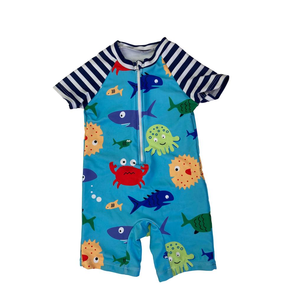 9-12M Blue Sealife Swimsuit - Shein